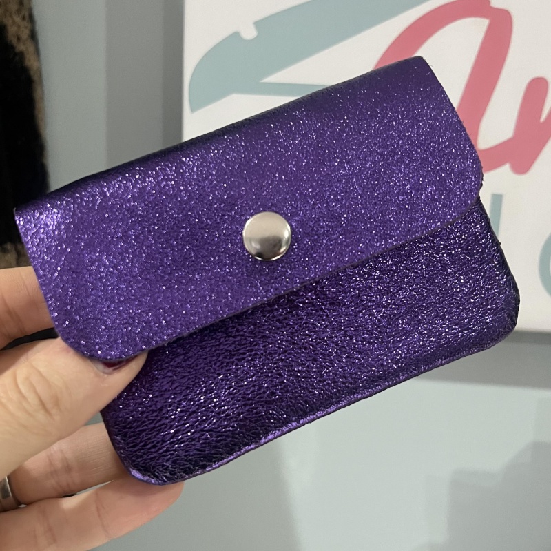 Leather Purse - Metallic Purple